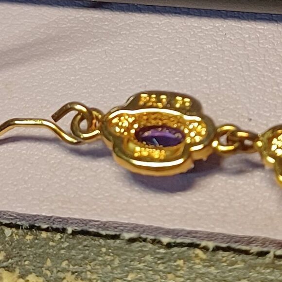 Vintage PRIME ART & JEWEL Multi-Colored Stone, Gold-Plated Brass Dangle Earrings - Picture 2 of 2